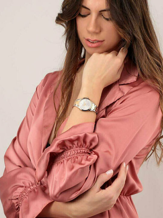 Trussardi T-Bent Γυναικείο Ρολόι Μπαταρίας με Ασημί Μεταλλικό Μπρασελέ
