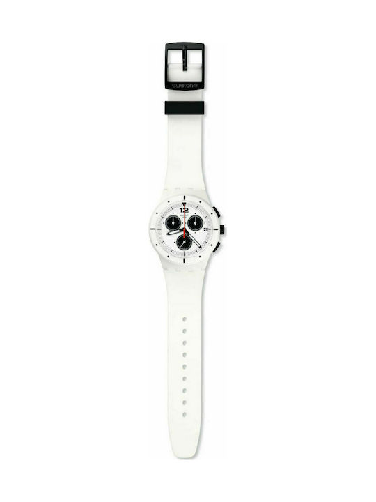 Swatch Why Again Watch Chronograph with White Rubber Strap