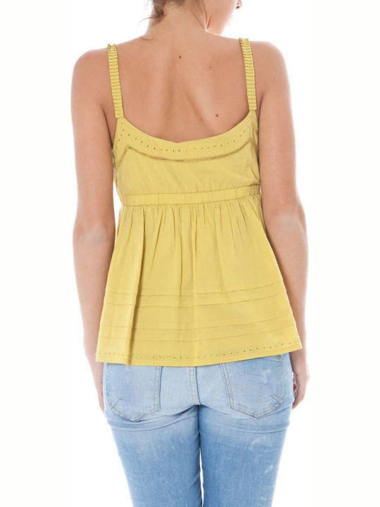 John Galliano Women's Athletic Blouse with Straps with V Neck Yellow XR7624-82069-371