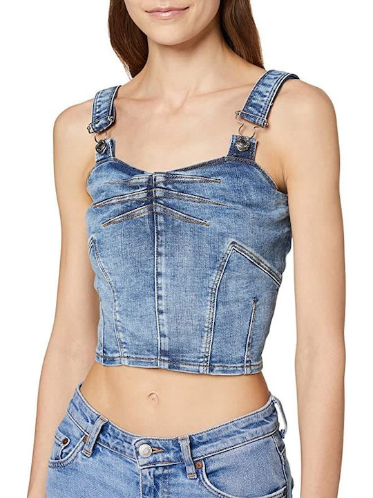 Diana Women's Blouse Corset with Straps Blue