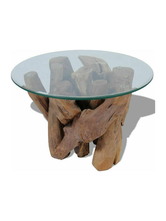 Round Solid Wood Side Table Transparent L60xW60xH40cm