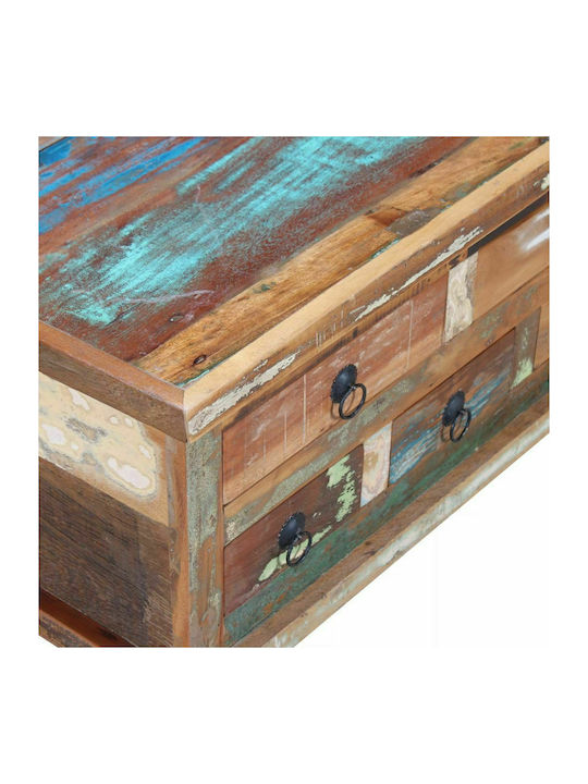 Square Central Coffee Table made of Solid Wood with Drawers Multicolour 70x70x38 cm