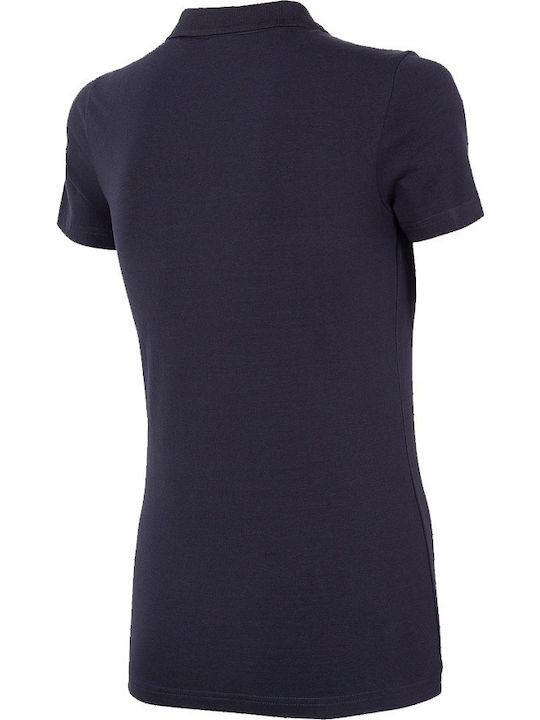 4F Women's Polo Blouse Short Sleeve Navy Blue