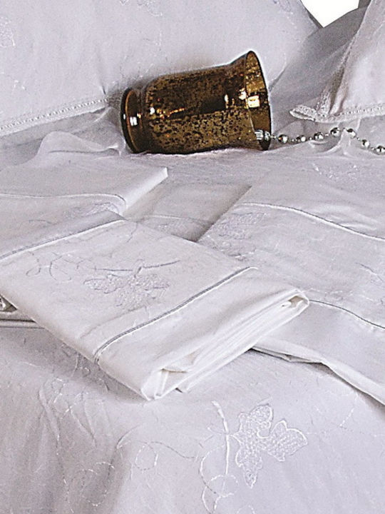 Viopros Bridal Sheets Set Super King 4 Pieces White 240x260cm