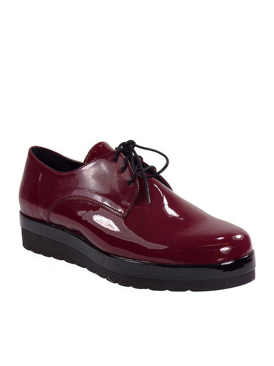 Smart Cronos 6334-306 Women's Patent Leather Derby Shoes Burgundy