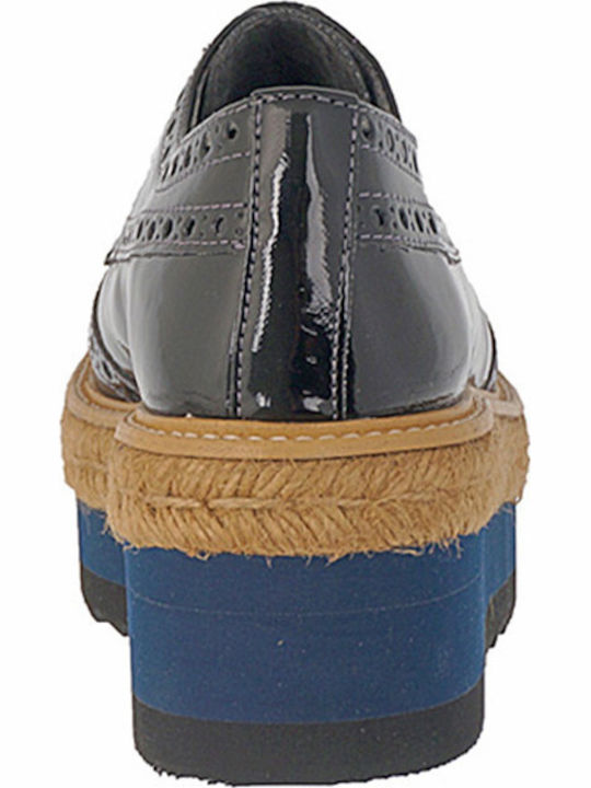 Γυναικεία Flatform Oxfords σε Μαύρο Χρώμα