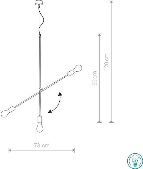 Nowodvorski Sticks Pendant Light Black Rail with Socket E27 74x90cm