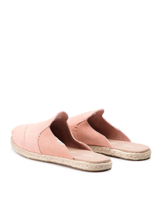 Toms Nova Leder Mules mit Wohnung Absatz in Rosa Farbe