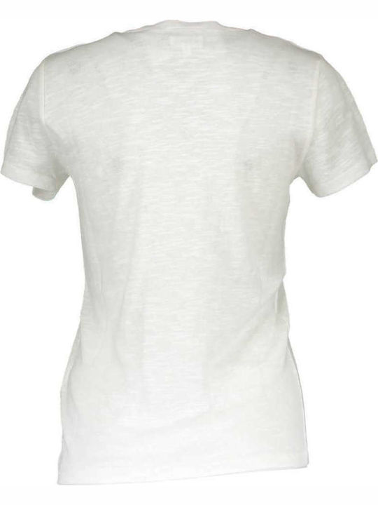 Gant Γυναικείο T-shirt Λευκό με Λαιμόκοψη V