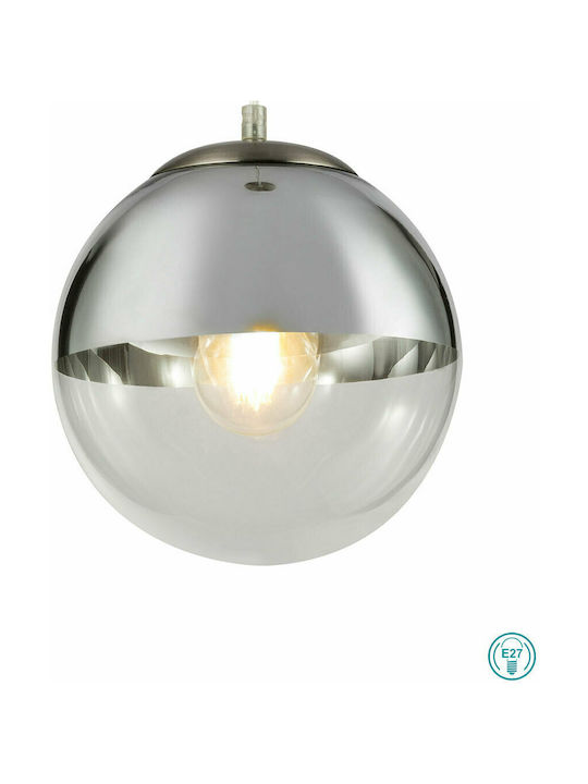 Globo Lighting Varus Μοντέρνο Κρεμαστό Φωτιστικό Μονόφωτο με Ντουί E27 σε Ασημί Χρώμα