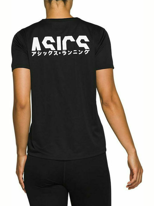 ASICS Katakana Αθλητικό Γυναικείο T-shirt Μαύρο