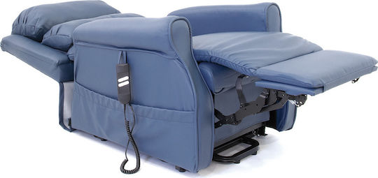 Aria Relaxsessel mit Fußhocker aus Kunstleder Blue 75x90x110cm