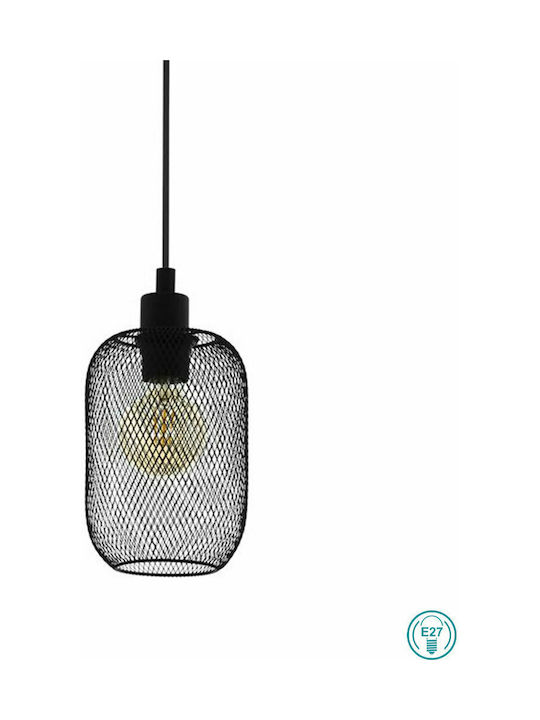 Eglo Wrington Pendant Light Single-Light Grid for Socket E27 Black