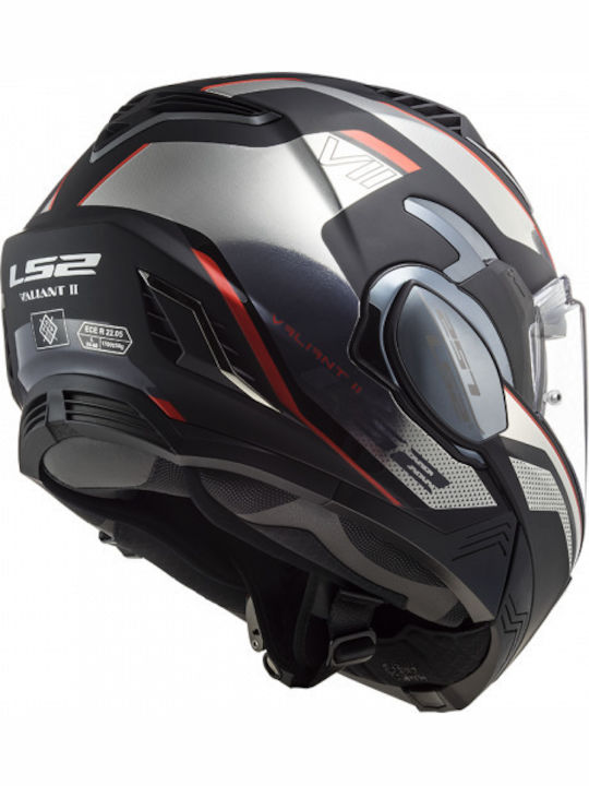 LS2 FF900 Valiant II Modular Helmet with Sun Visor ECE 22.05 1700gr Hub Black Chrome LS2VALHUFCHR-XS