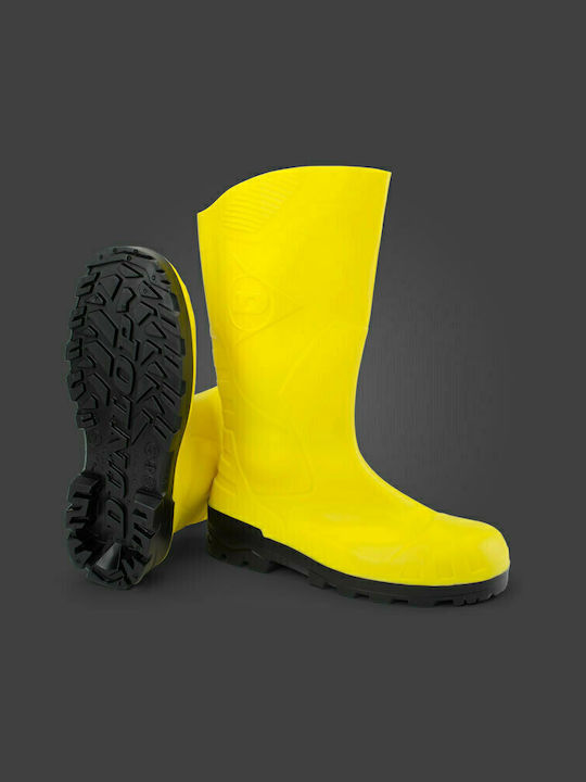 Dunlop Devon Αντιολισθητικές Unisex Γαλότσες Εργασίας Γονάτου Κίτρινες
