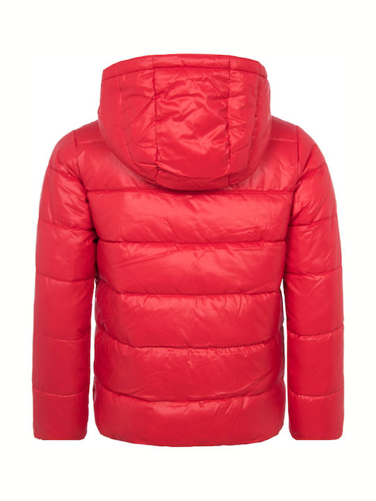 Ludo Kinder Gesteppt Kurze Kinderjacke mit Kapuze Rot