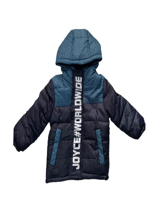 Joyce Kids Quilted Jacket short Hooded Blue