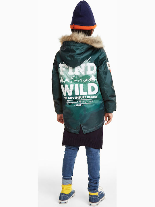 Kids' Sports Jacket Short Windproof with Hood Green Circulo