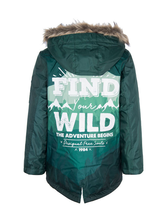 Kids' Sports Jacket Short Windproof with Hood Green Circulo