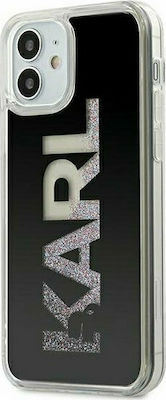 Karl Lagerfeld Karl Logo Glitter Задна корица Пластмаса Черно (iPhone 12 мини) KLHCP12SKLMLBK