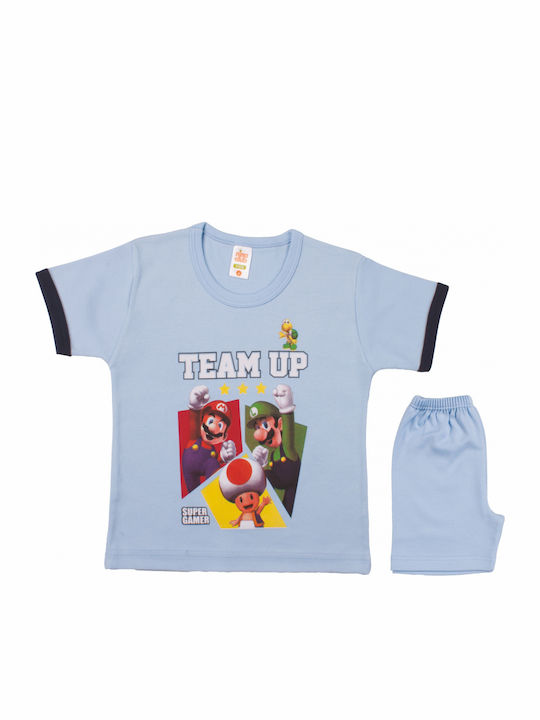 Nina Club Παιδική Πιτζάμα Καλοκαιρινή Γαλάζια Team Up Nina Club Παιδική Πιτζάμα Καλοκαιρινή Γαλάζια Team Up