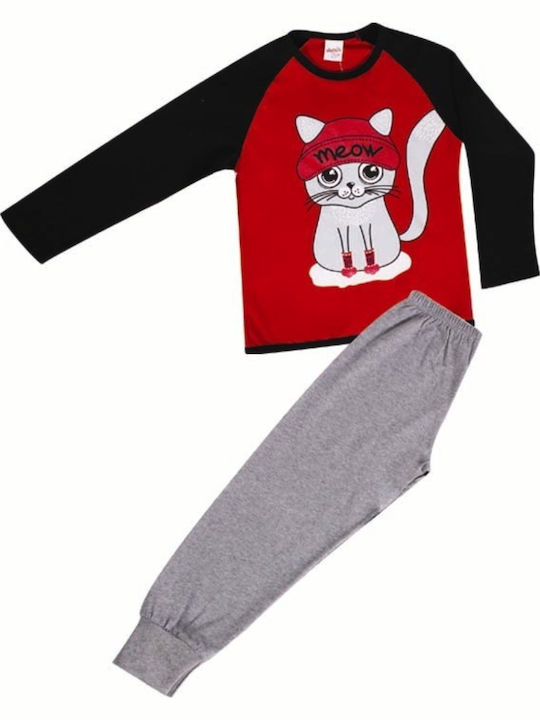 Minerva Set Top & Bottom Kids Winter Cotton Pyjamas Red