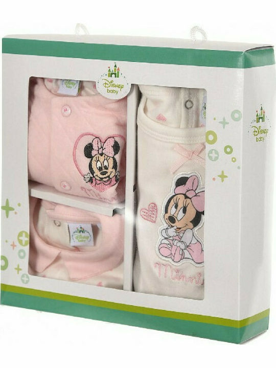 Disney HQ0035 Baby Bodysuit Set Long-Sleeved with Pants Pink 3pcs