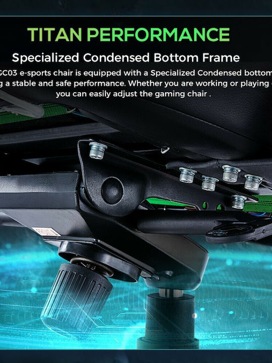 Eureka Ergonomic General Series GC03 E-sport Artificial Leather Gaming Chair with Adjustable Armrests and RGB Lighting Black