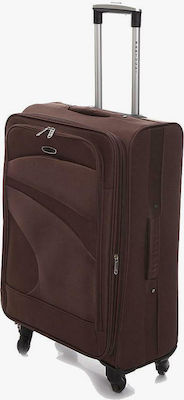 Bartuggi Medium Travel Suitcase Fabric Brown with 4 Wheels Height 68cm.