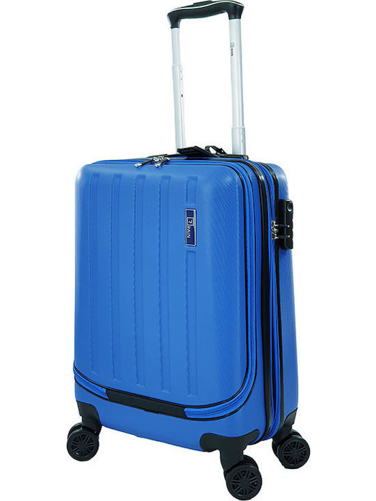 Rain Cabin Hard Blue Travel Suitcase with 4 Wheels Height 55cm