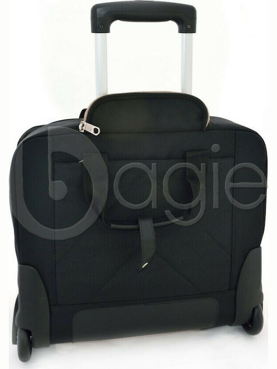 Dielle 412M Cabin Travel Suitcase Fabric Black with 2 Wheels Height 40.6cm