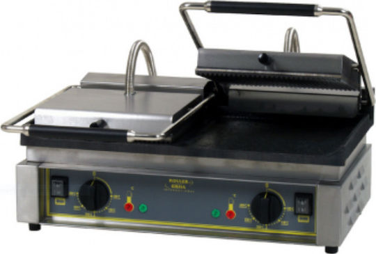 Roller Grill Majestic L Commercial Double Sandwich Maker with Cast iron Ribbed Top and Flat Bottom 4000W
