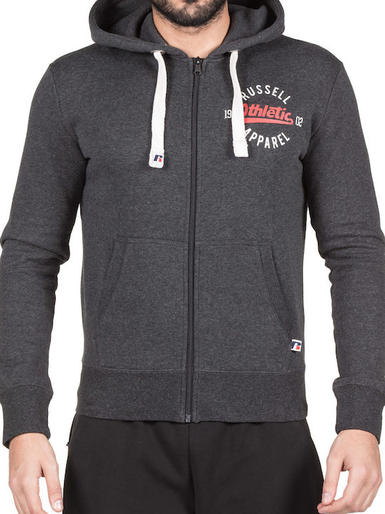 Russell Athletic Herren Sweatshirt Jacke mit Kapuze und Taschen Gray