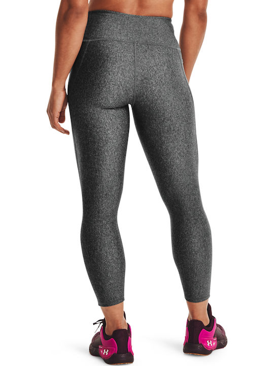 Heat Gear 7/8 Training Γυναικείο Cropped Κολάν Γυαλιστερό & Ψηλόμεσο Γκρι