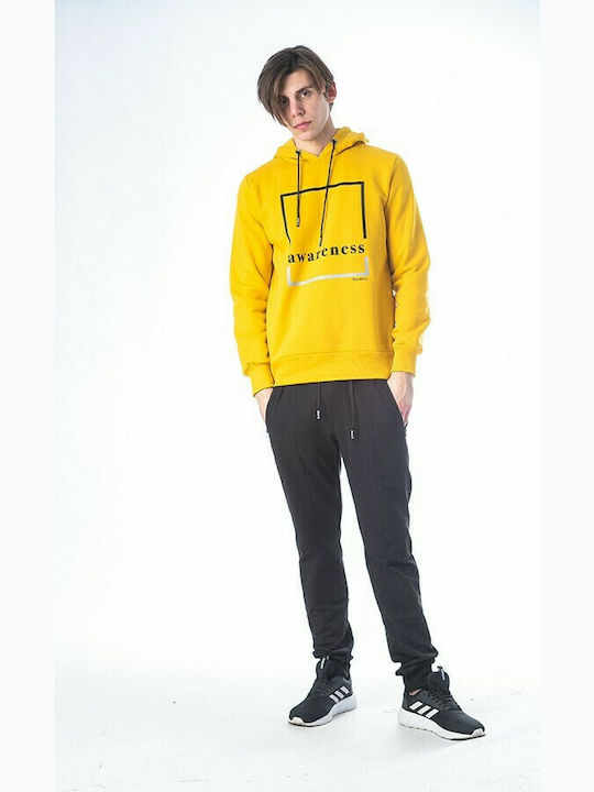 Paco & Co Men's Sweatshirt with Hood and Pockets Yellow