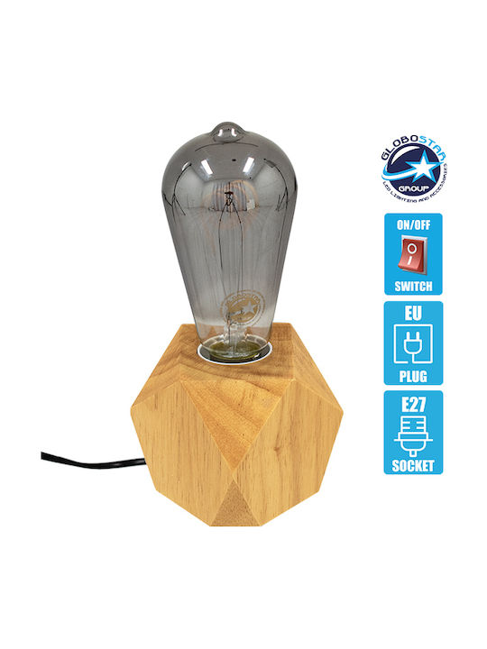 GloboStar Rhombus Tischlampe Dekorative Lampe mit Fassung für Lampe E27 Holz Beige