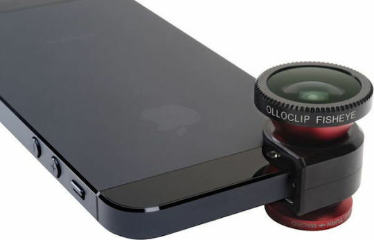 Olloclip 3-в-1 Система Обективи за Мобилни Камери за iPhone 5 Рибешко Око Macro Широк ъгъл в Червен Цвят