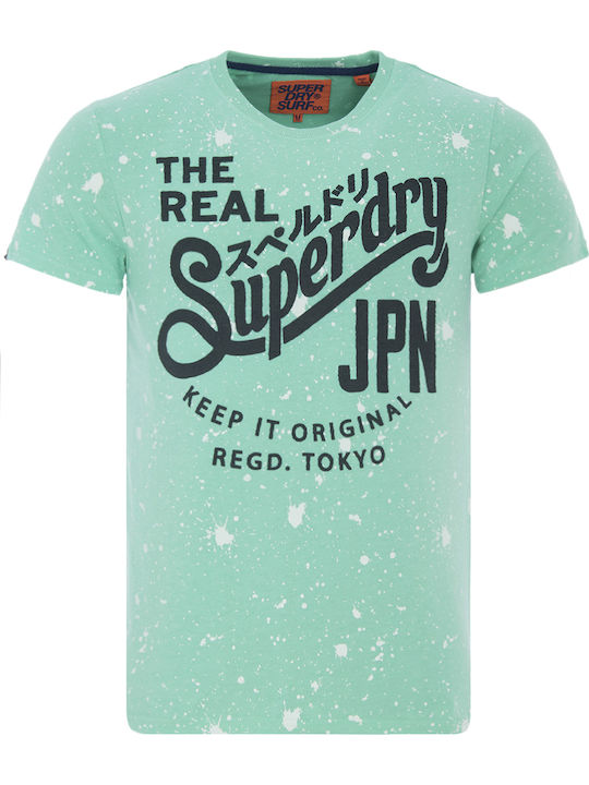 Superdry Keep it Splatter Ανδρικό T-shirt Τιρκουάζ με Λογότυπο