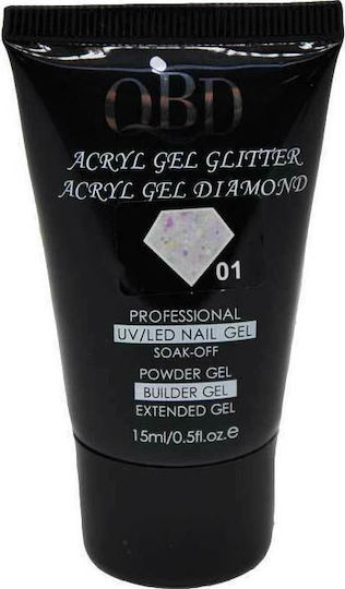 QBD Acrygel Νυχιών Glitter 01 Πολύχρωμο 15ml