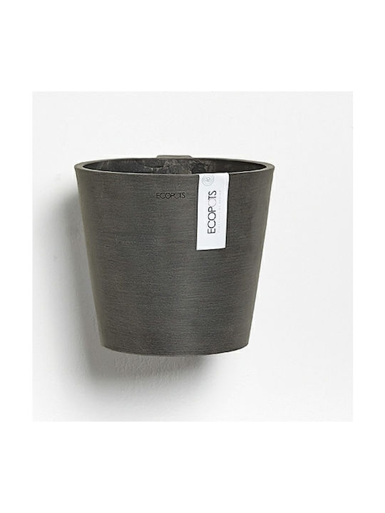 Ecopots Amsterdam Wall Grey Flower Pot Hanging 20x17.5cm in Gray Color