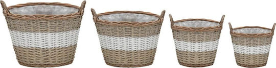 vidaXL Raised pcs. Wicker with Polyethylene Lining Set 4 Pots Plastic
