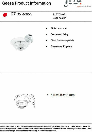Geesa Series Wandmontiert Seifenschale Glas Silber