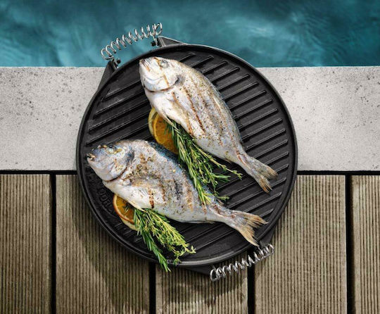 Outdoorchef 420 Πλάκα Ψησίματος με Μαντεμένια Λεία & Ραβδωτή Επιφάνεια 33εκ.