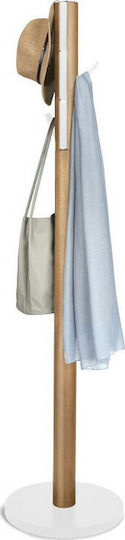 Umbra Wooden Coat Rack White/ Brown With 9 Hooks Flapper 39.4x39.4x165cm