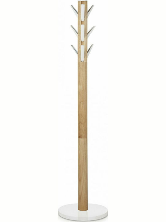 Umbra Wooden Coat Rack White/ Brown With 9 Hooks Flapper 39.4x39.4x165cm
