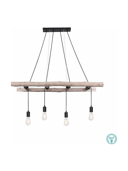 Globo Lighting Irmgard Vintage Κρεμαστό Φωτιστικό Πολύφωτο για 4 Λαμπτήρες E27 σε Καφέ Χρώμα