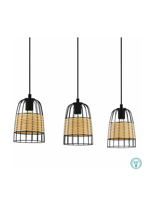 Eglo Anwick Pendant Light Three-Light Rail for Socket E27 Black