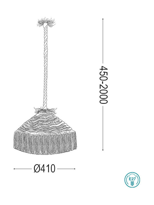 Ideal Lux Canapa SP1 Pendant Light Beige with Rope for Socket E27 41x45x24.5cm