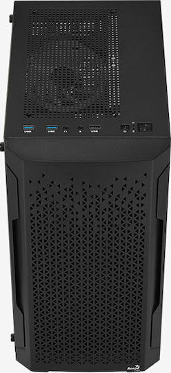 Aerocool Trinity Mini v2 Gaming Midi Tower Κουτί Υπολογιστή με Πλαϊνό Παράθυρο και RGB Φωτισμό Μαύρο