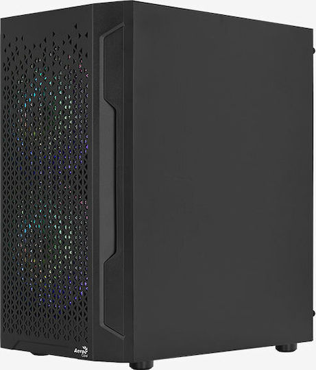 Aerocool Trinity Mini v2 Gaming Midi Tower Κουτί Υπολογιστή με Πλαϊνό Παράθυρο και RGB Φωτισμό Μαύρο